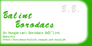 balint borodacs business card